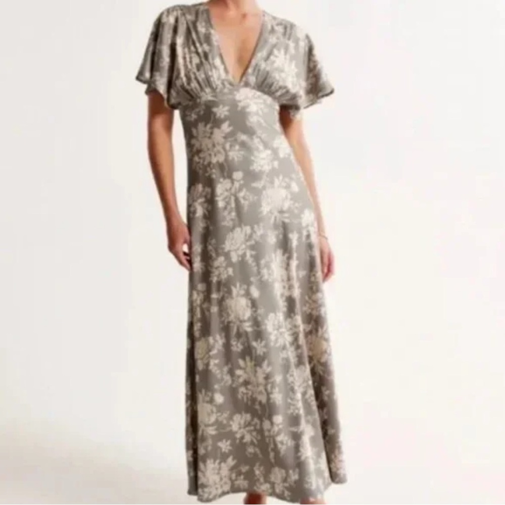 Abercrombie & Fitch Olive Green Floral Maxi Dress